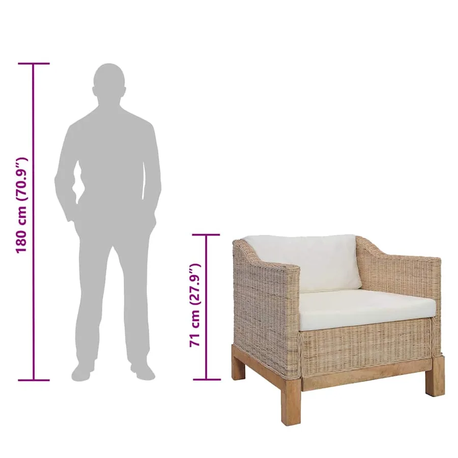 Fauteuil avec coussins Rotin naturel - 9