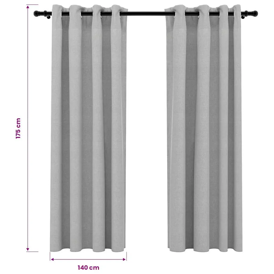 Rideaux occultants Aspect lin avec œillets 2 pcs Gris 140x175cm - 6