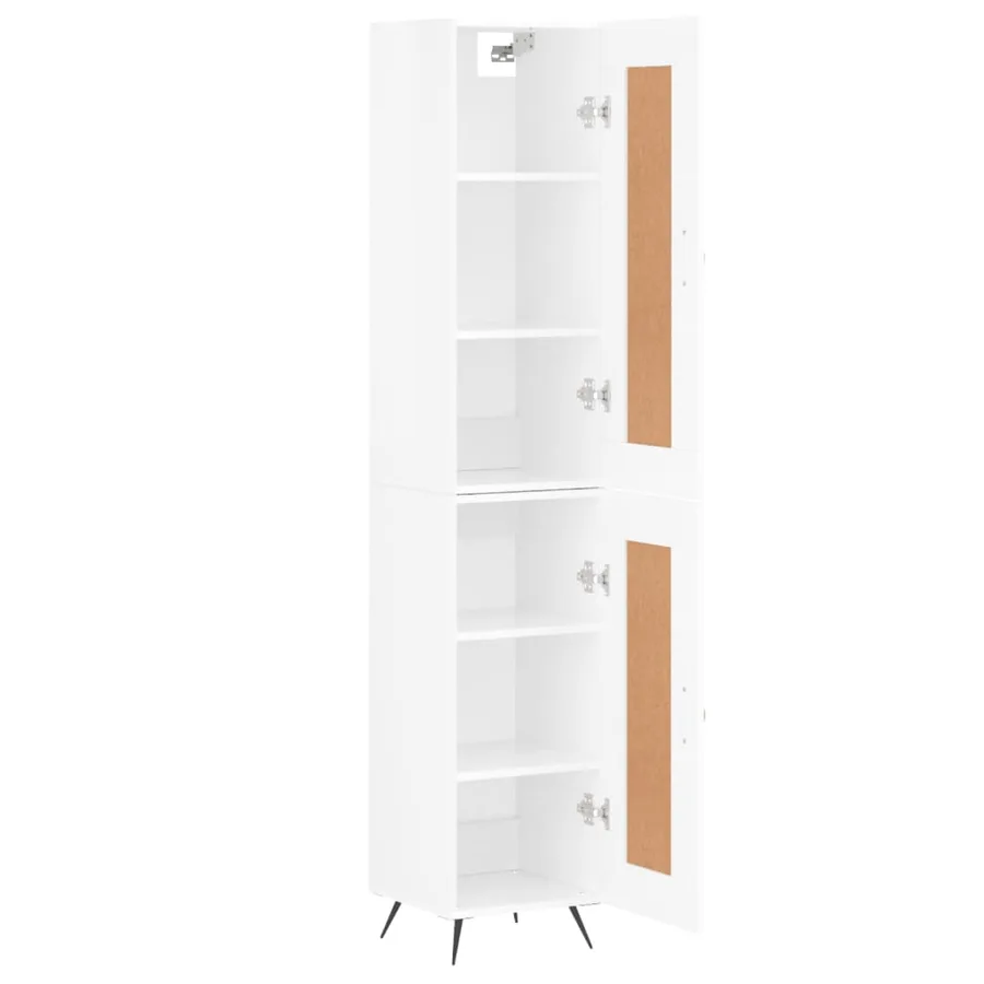 Buffet haut Blanc brillant 34,5x34x180 cm Bois d'ingénierie - 4