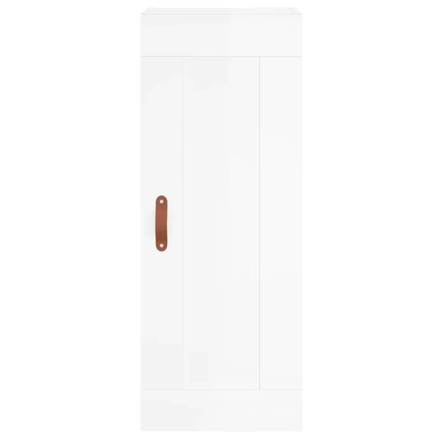 Buffet haut Blanc brillant 34,5x34x180 cm Bois d'ingénierie - 7