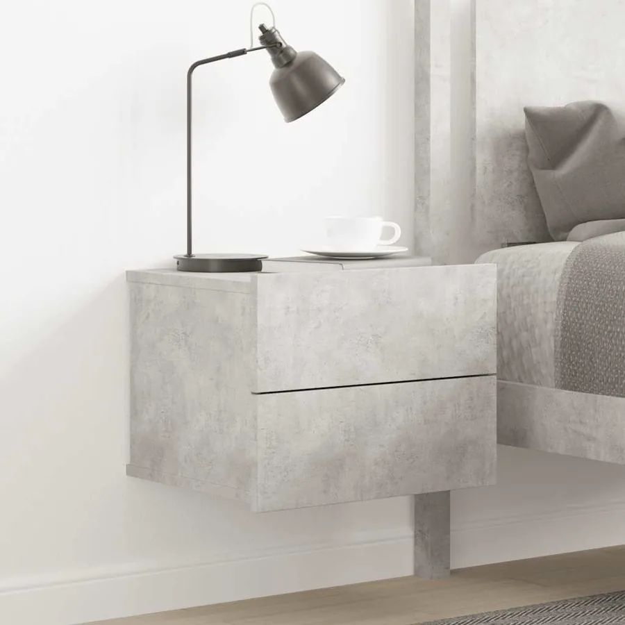 Table de chevet Gris béton 40x30x30 cm Bois ingénierie