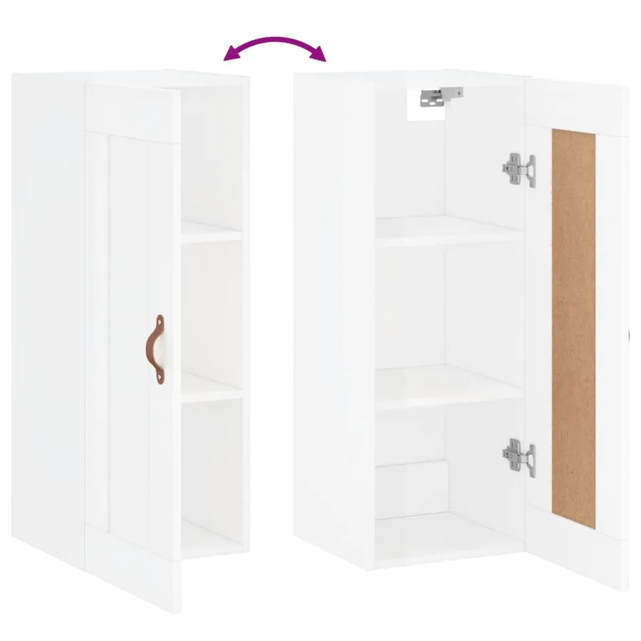 Armoire murale blanc brillant 34,5x34x90 cm bois d'ingénierie - 10