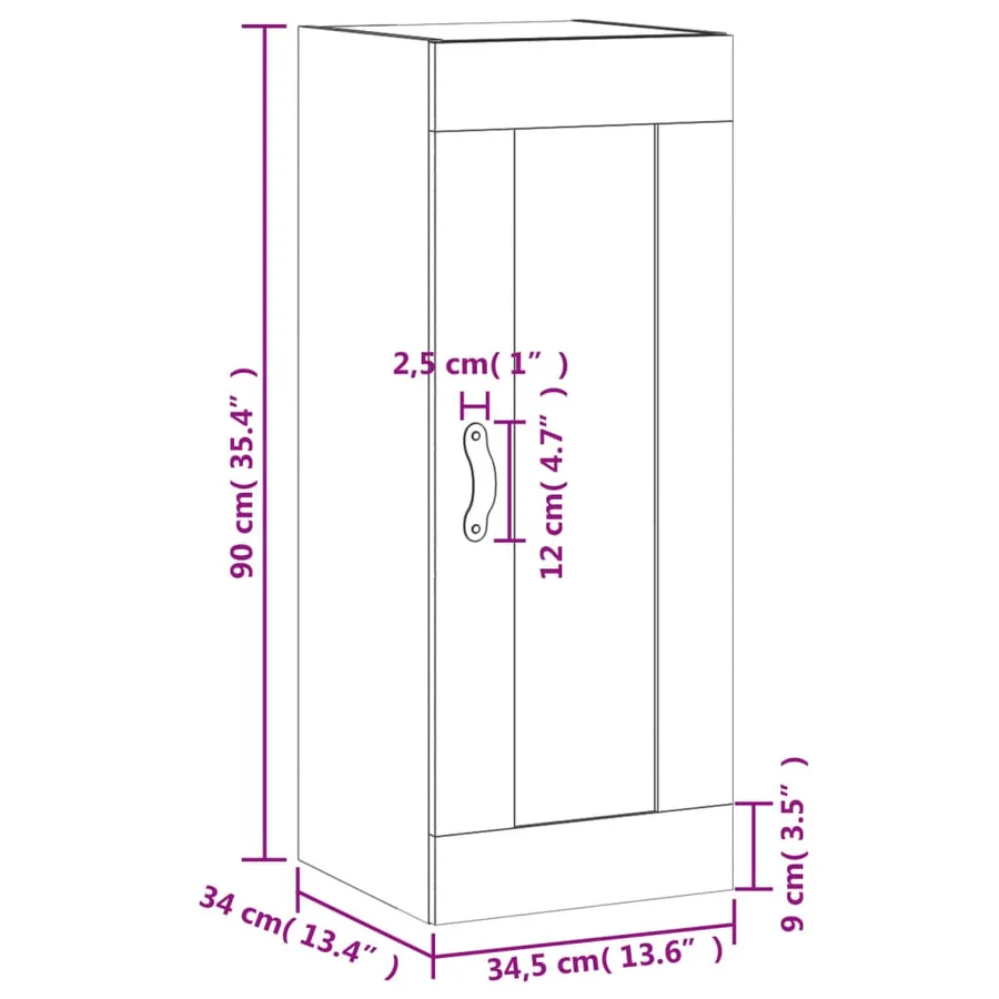 Armoire murale blanc brillant 34,5x34x90 cm bois d'ingénierie - 14