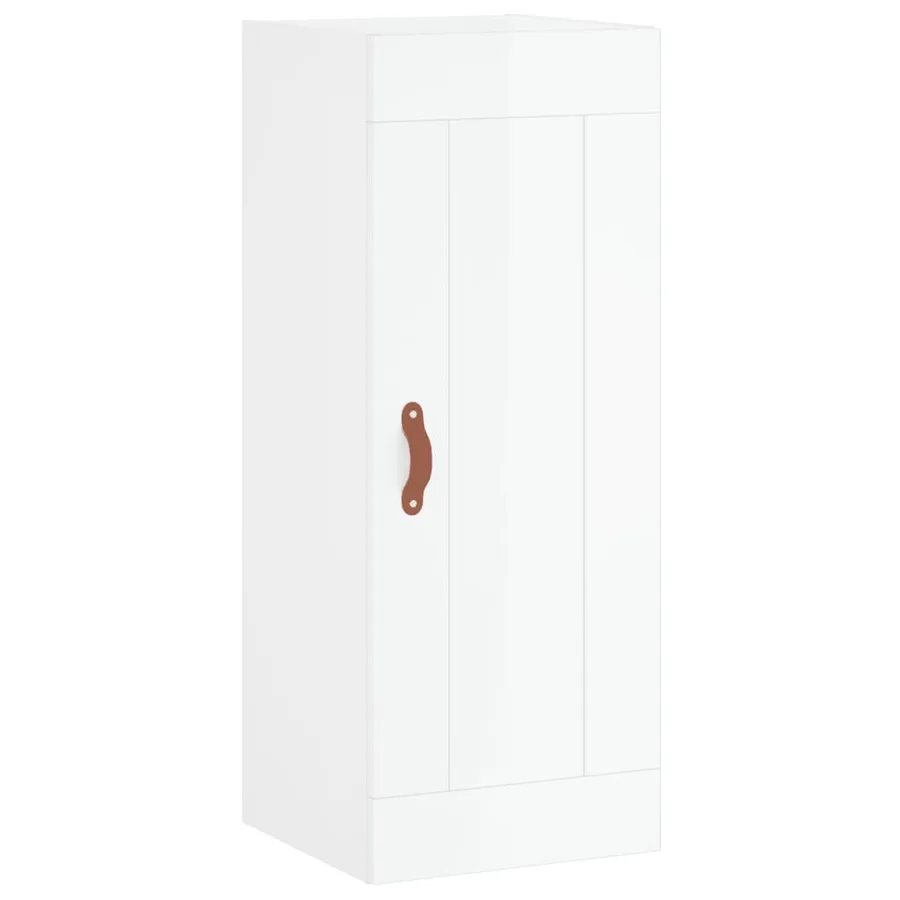 Armoire murale blanc brillant 34,5x34x90 cm bois d'ingénierie - 2