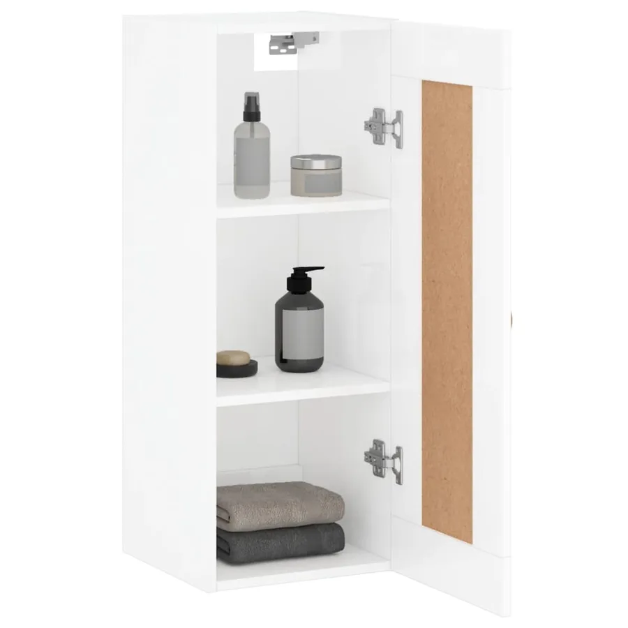 Armoire murale blanc brillant 34,5x34x90 cm bois d'ingénierie - 5