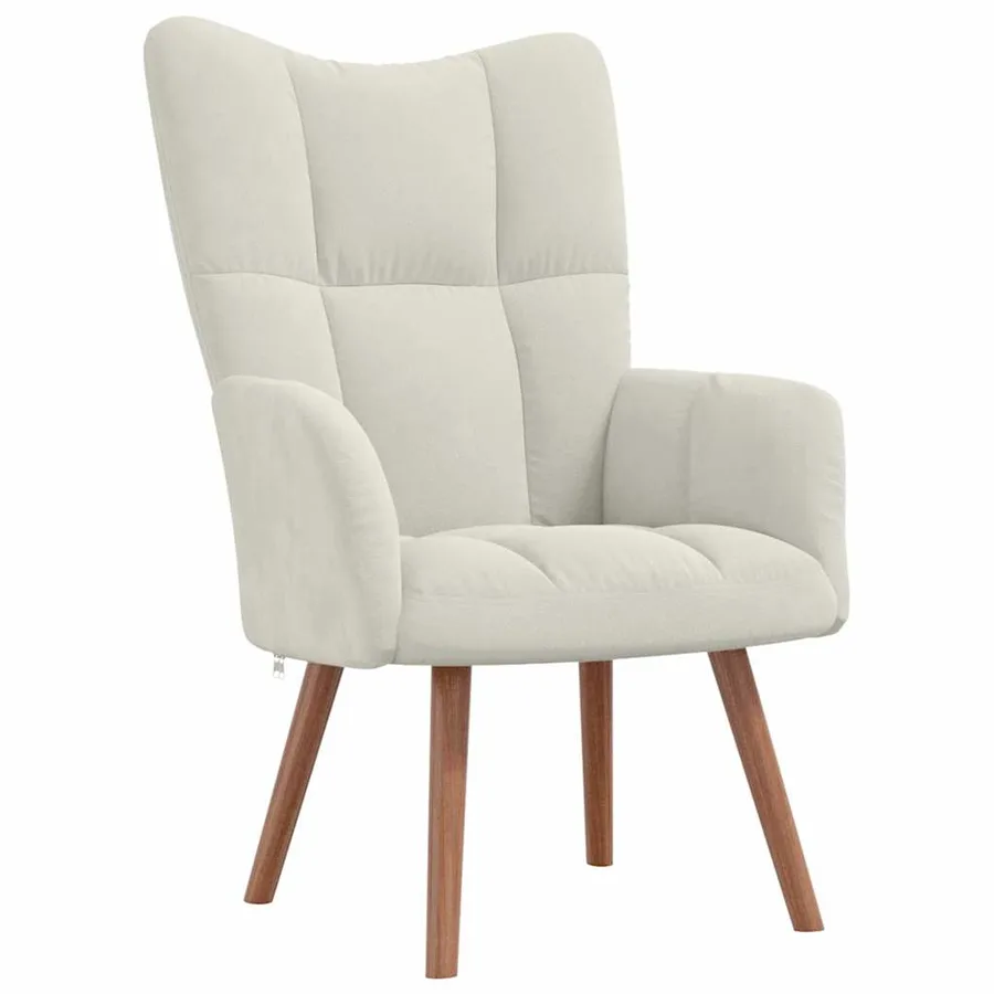 Chaise de relaxation avec repose-pied Blanc crème Velours - 6