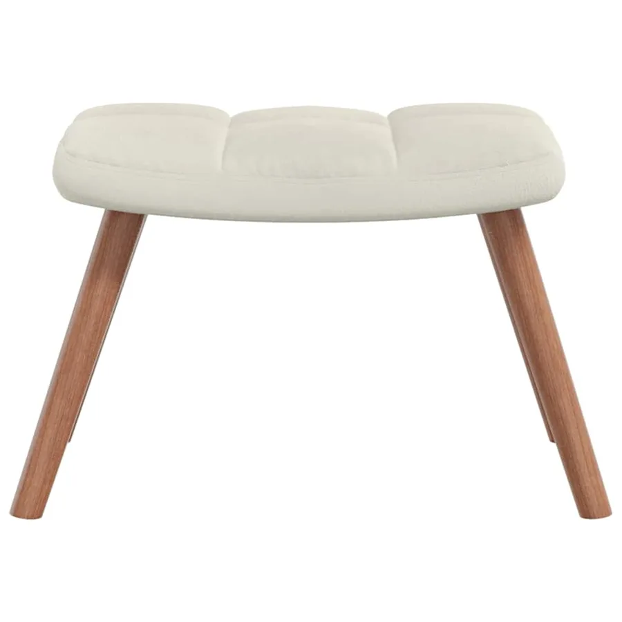 Chaise de relaxation avec repose-pied Blanc crème Velours - 7