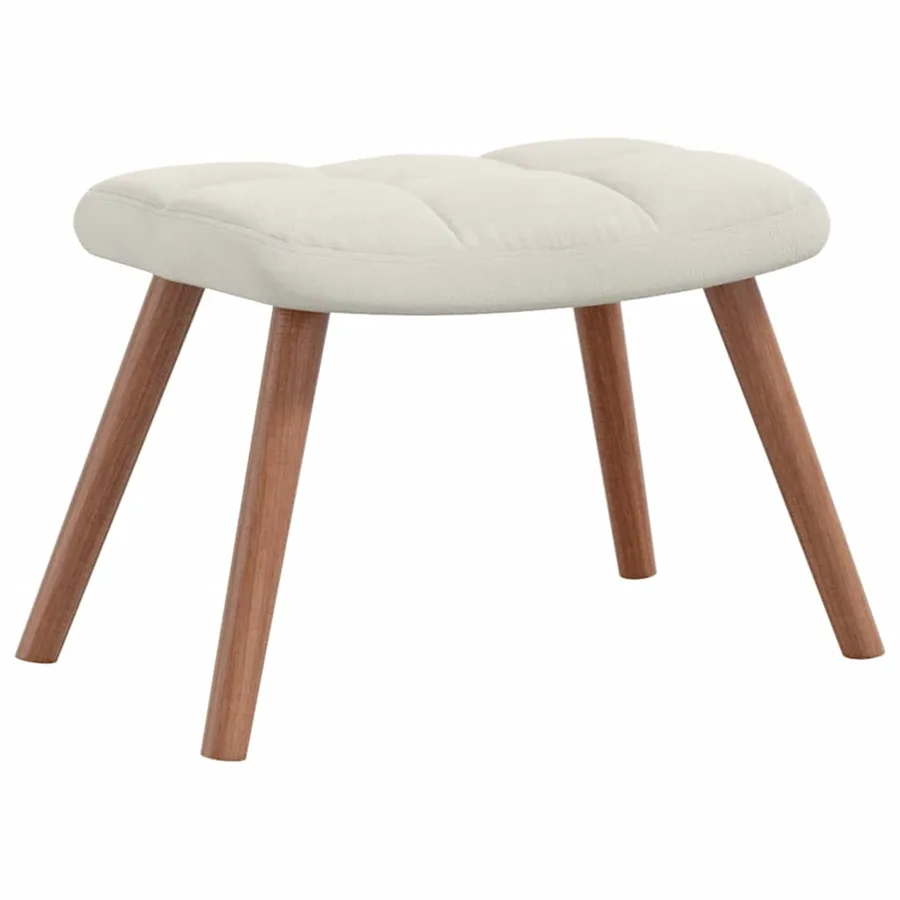 Chaise de relaxation avec repose-pied Blanc crème Velours - 8