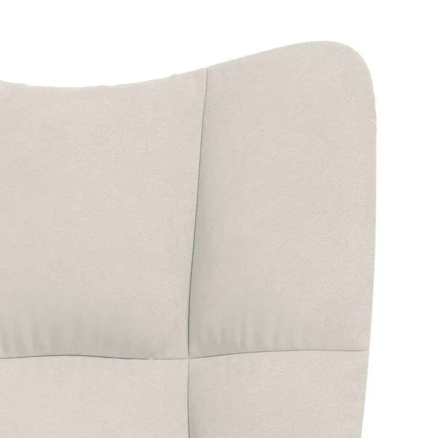 Chaise de relaxation avec repose-pied Blanc crème Velours - 9