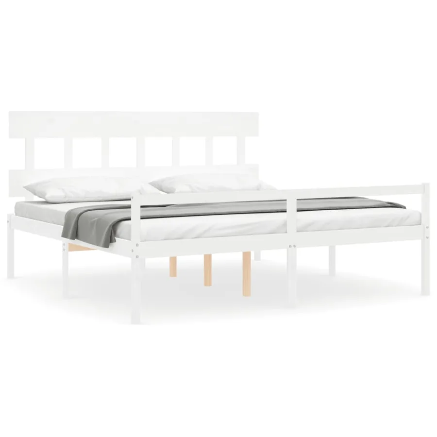Lit pour personne âgée sans matelas blanc 200x200cm bois massif - 2