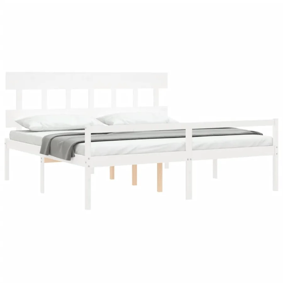 Lit pour personne âgée sans matelas blanc 200x200cm bois massif - 4