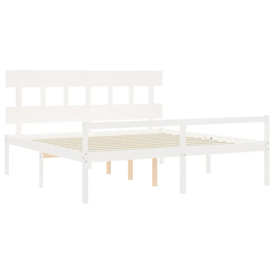 Lit pour personne âgée sans matelas blanc 200x200cm bois massif - 5