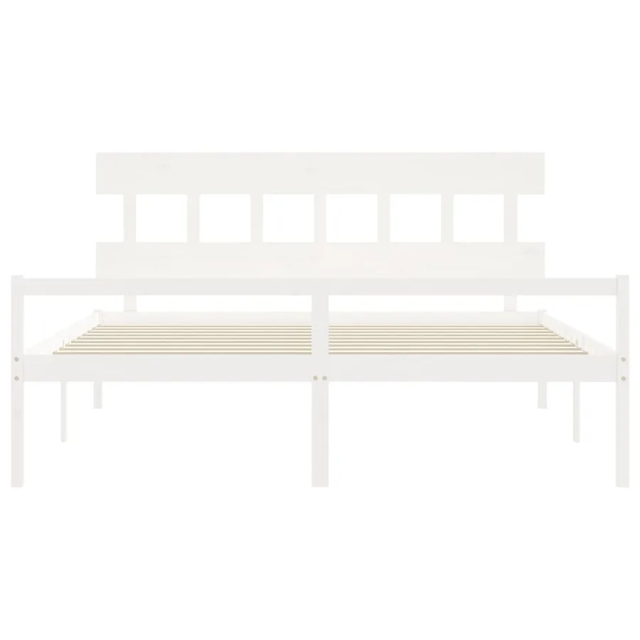 Lit pour personne âgée sans matelas blanc 200x200cm bois massif - 6