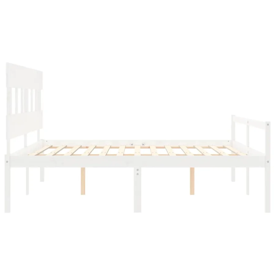 Lit pour personne âgée sans matelas blanc 200x200cm bois massif - 7