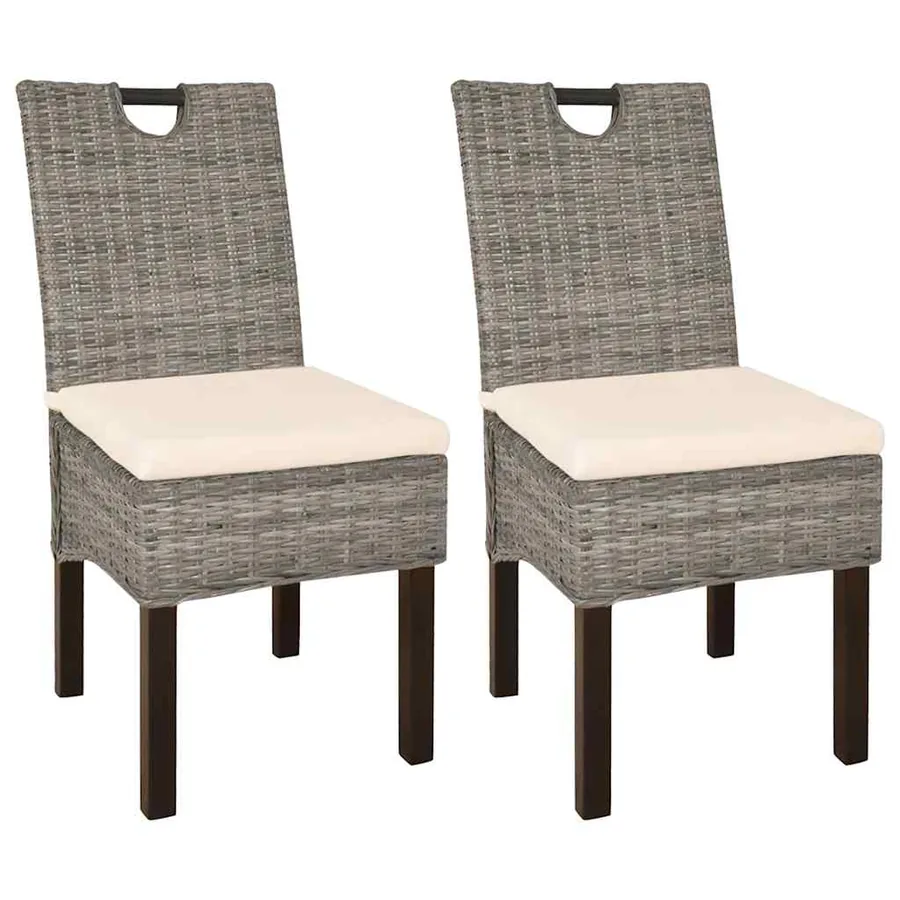 Chaises à manger lot de 2 rotin Kubu bois de manguier