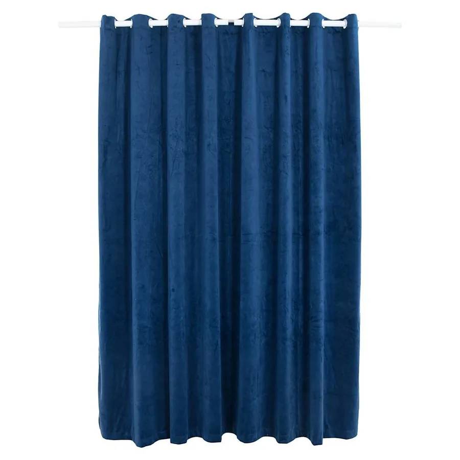 Rideau occultant et anneaux Velours Bleu foncé 290x245 cm - 2