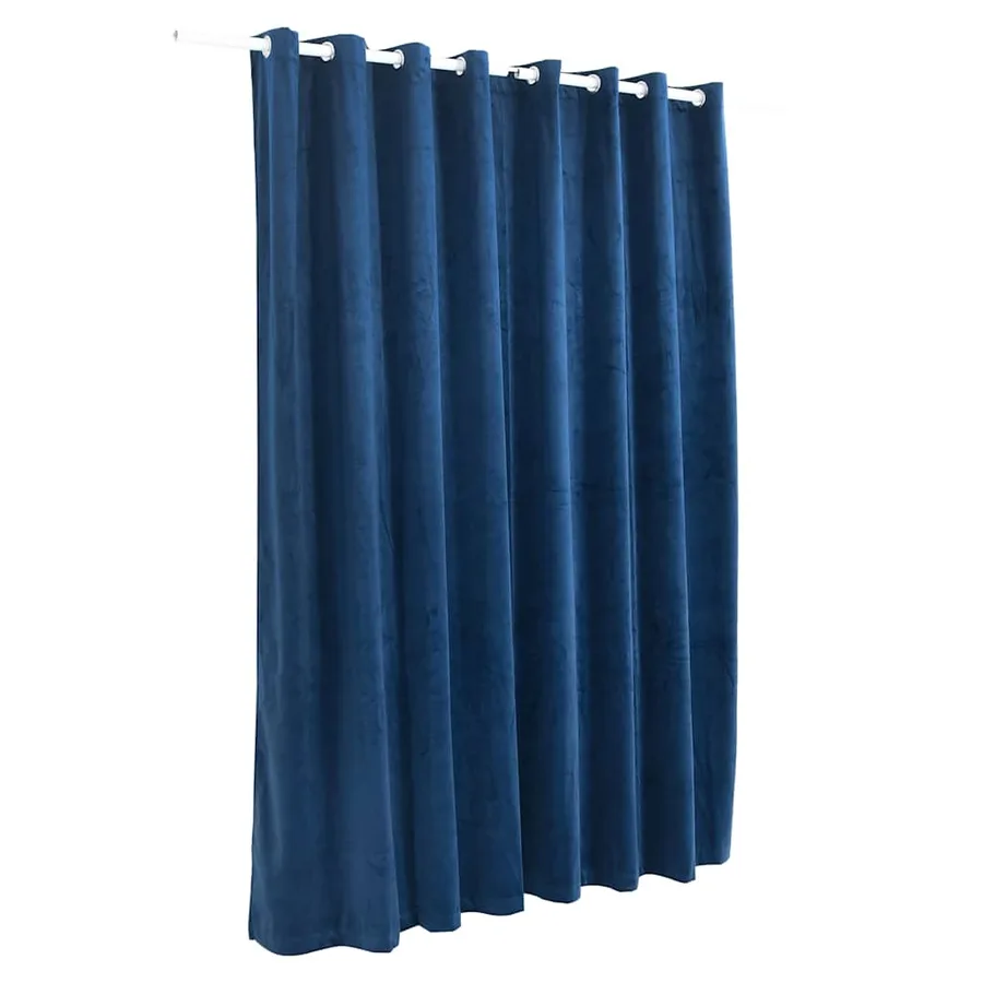 Rideau occultant et anneaux Velours Bleu foncé 290x245 cm - 3