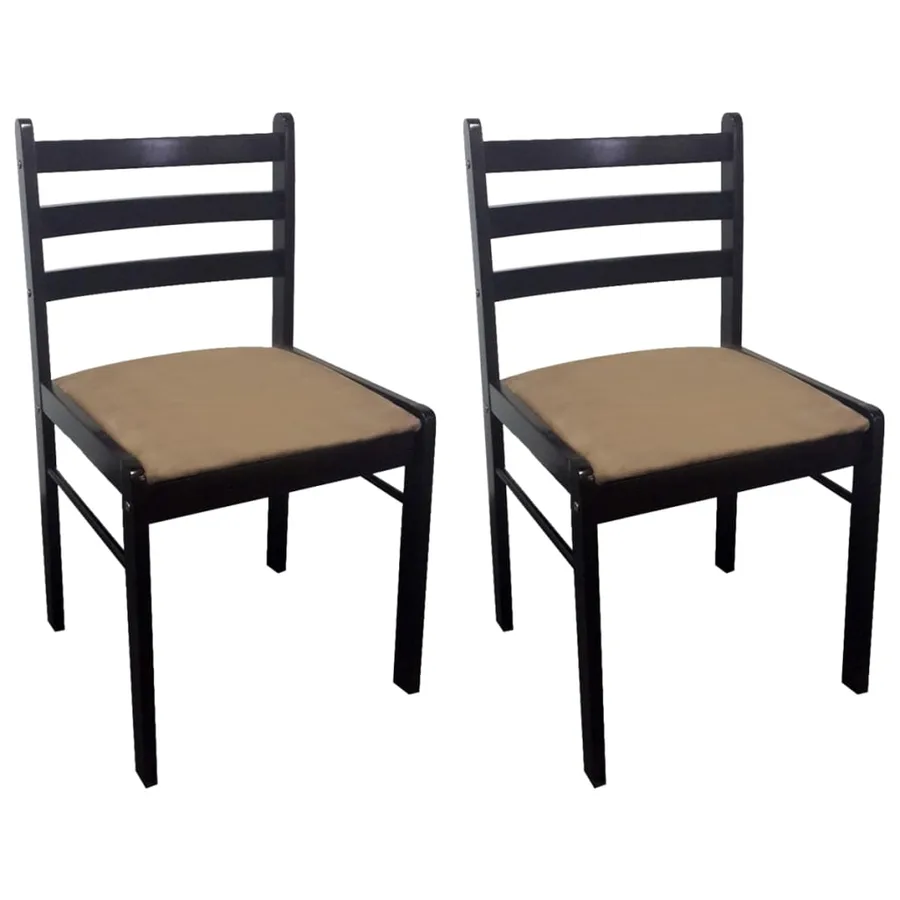 Chaises à manger lot de 2 marron hévéa solide et velours - 2
