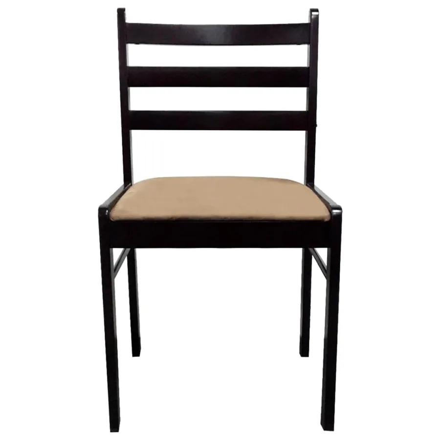 Chaises à manger lot de 2 marron hévéa solide et velours - 3