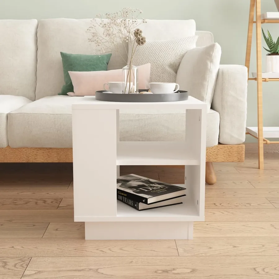 Table basse Blanc 40x40x43 cm Bois d'ingénierie - 3