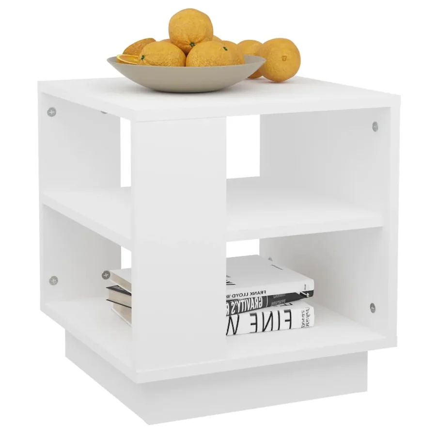 Table basse Blanc 40x40x43 cm Bois d'ingénierie - 6