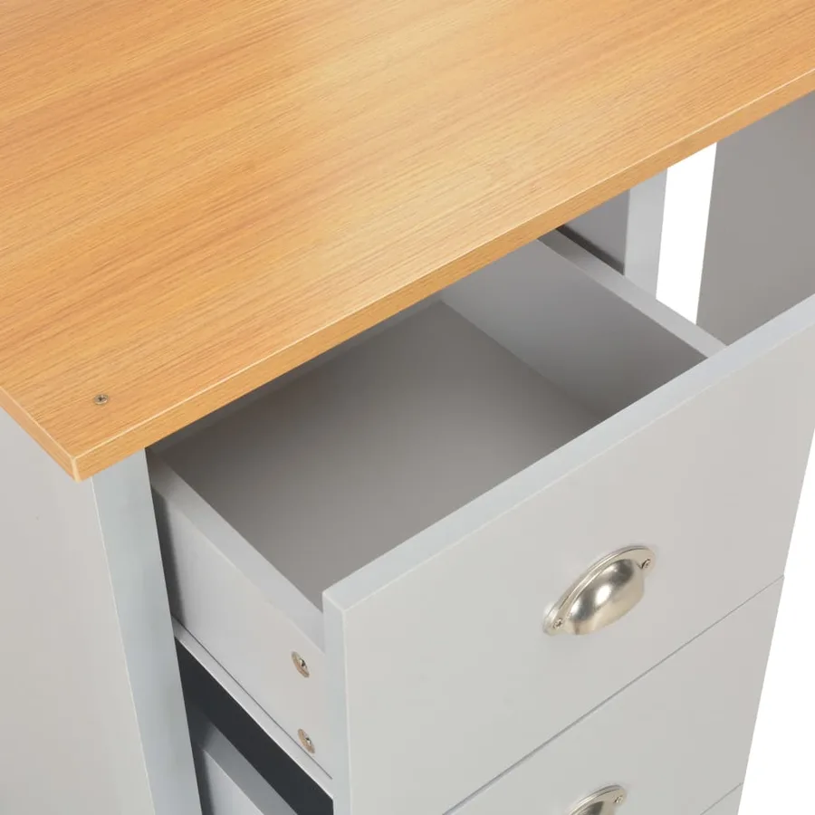 Coiffeuse avec miroir et tabouret Gris 104x45x131 cm - 10