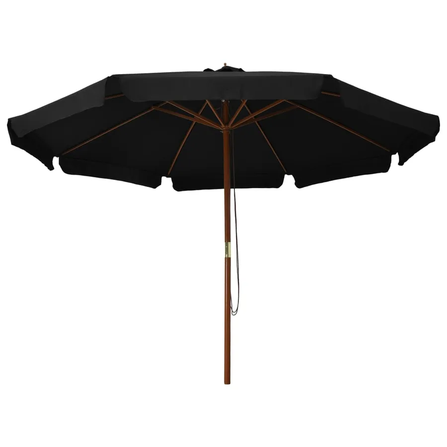 Parasol d'extérieur avec mât en bois 330 cm Noir - 2