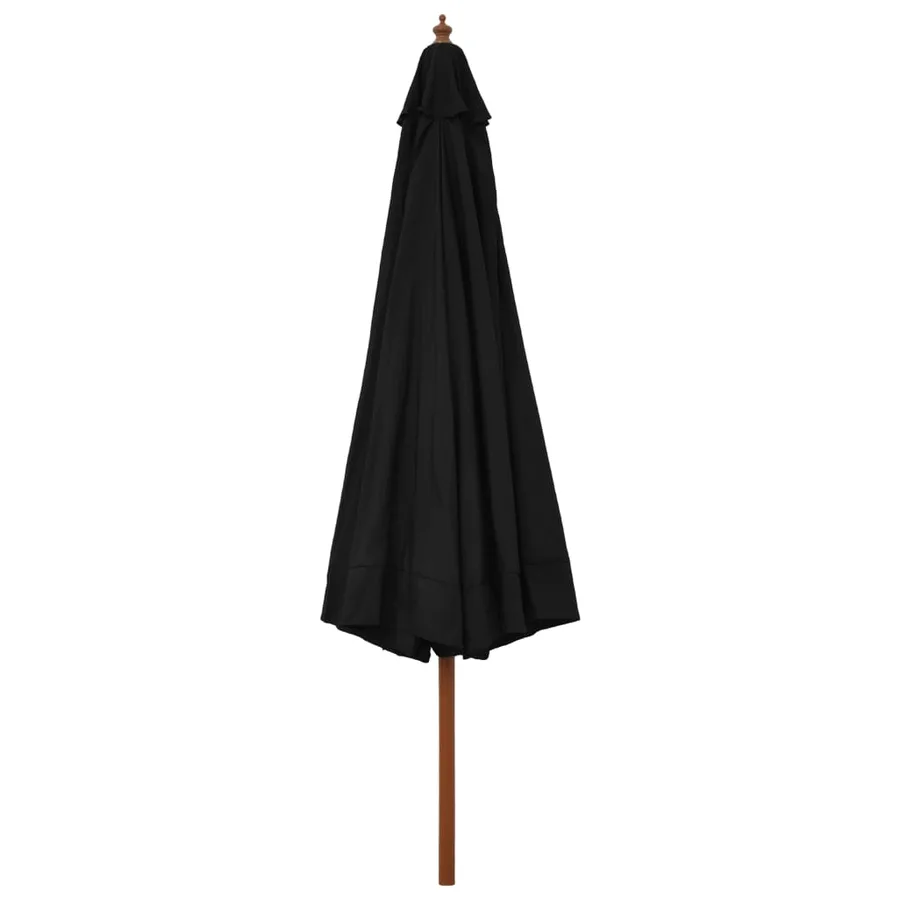 Parasol d'extérieur avec mât en bois 330 cm Noir - 3