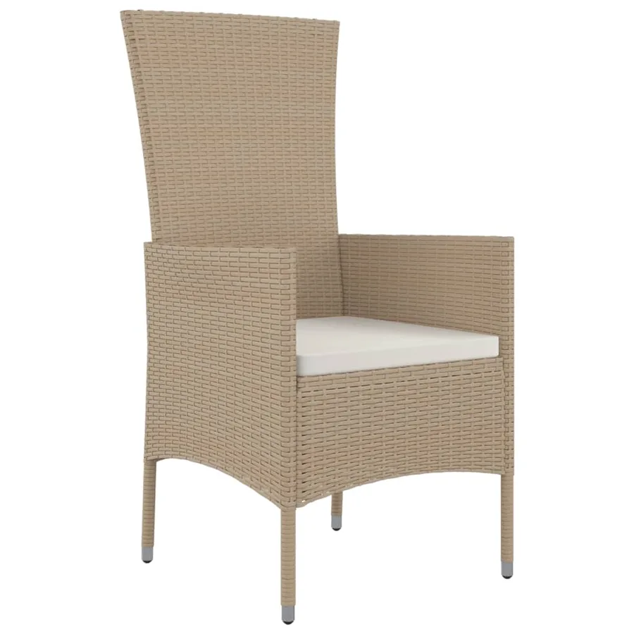 Ensemble à manger de jardin et coussins 9 pcs beige Poly rotin - 5