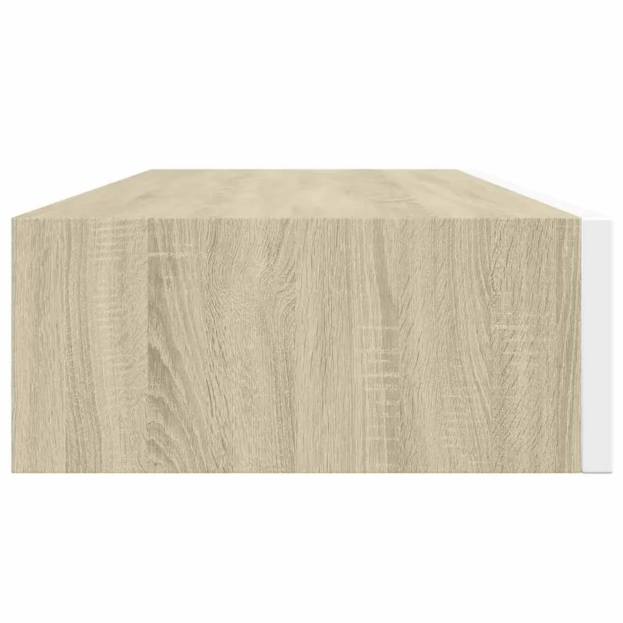 Étagère murale à tiroirs Chêne et blanc 60 x 23,5 x 10 cm MDF - 7
