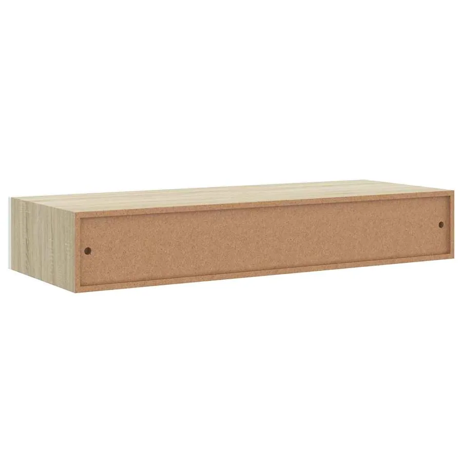 Étagère murale à tiroirs Chêne et blanc 60 x 23,5 x 10 cm MDF - 8
