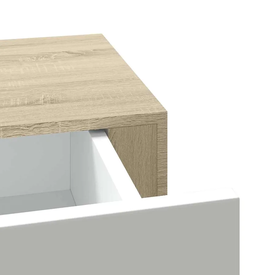 Étagère murale à tiroirs Chêne et blanc 60 x 23,5 x 10 cm MDF - 9