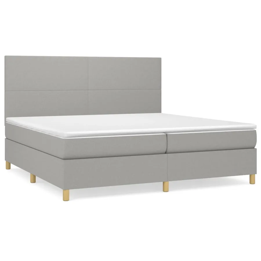 Sommier à lattes de lit avec matelas Gris clair 200x200cm Tissu - 2