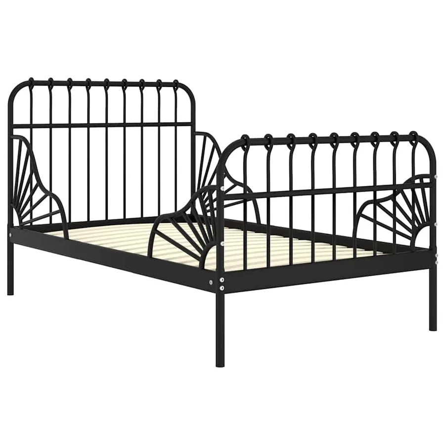 Cadre de lit extensible sans matelas Noir Métal 80x130/200 cm - 2