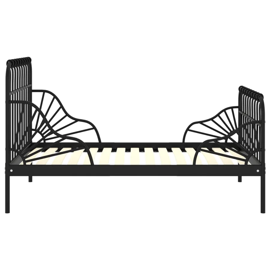 Cadre de lit extensible sans matelas Noir Métal 80x130/200 cm - 3