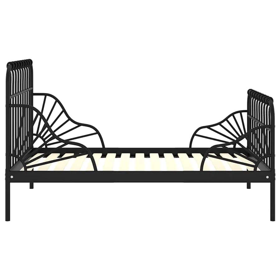 Cadre de lit extensible sans matelas Noir Métal 80x130/200 cm - 4