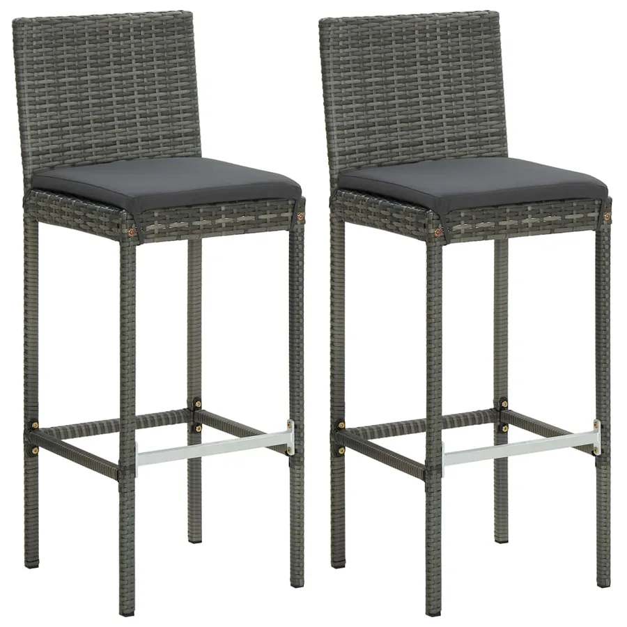 Ensemble de bar de jardin 3 pcs et coussins Résine tressée Gris - 8