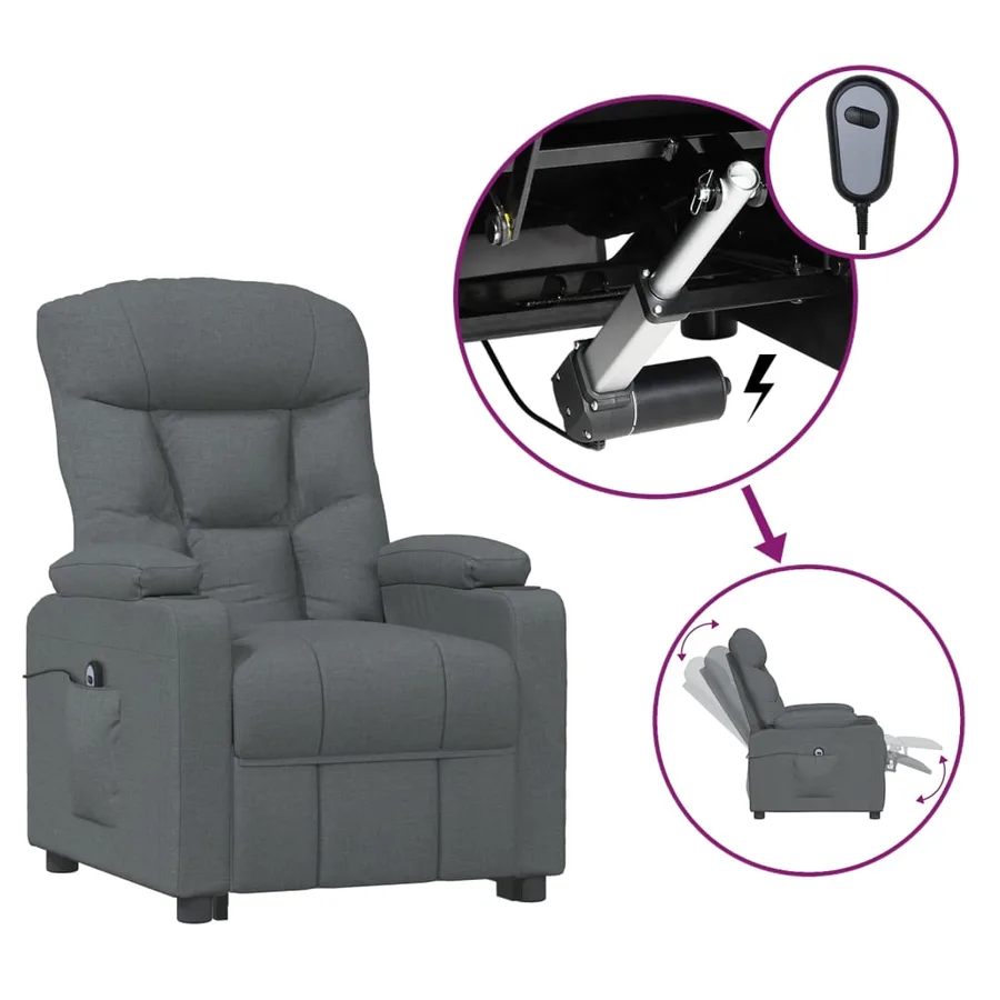 Fauteuil inclinable électrique Gris foncé Tissu - 2