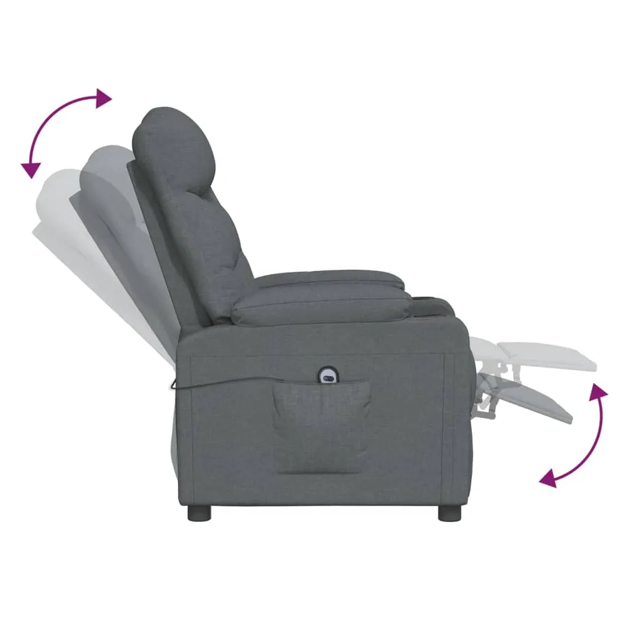 Fauteuil inclinable électrique Gris foncé Tissu - 7