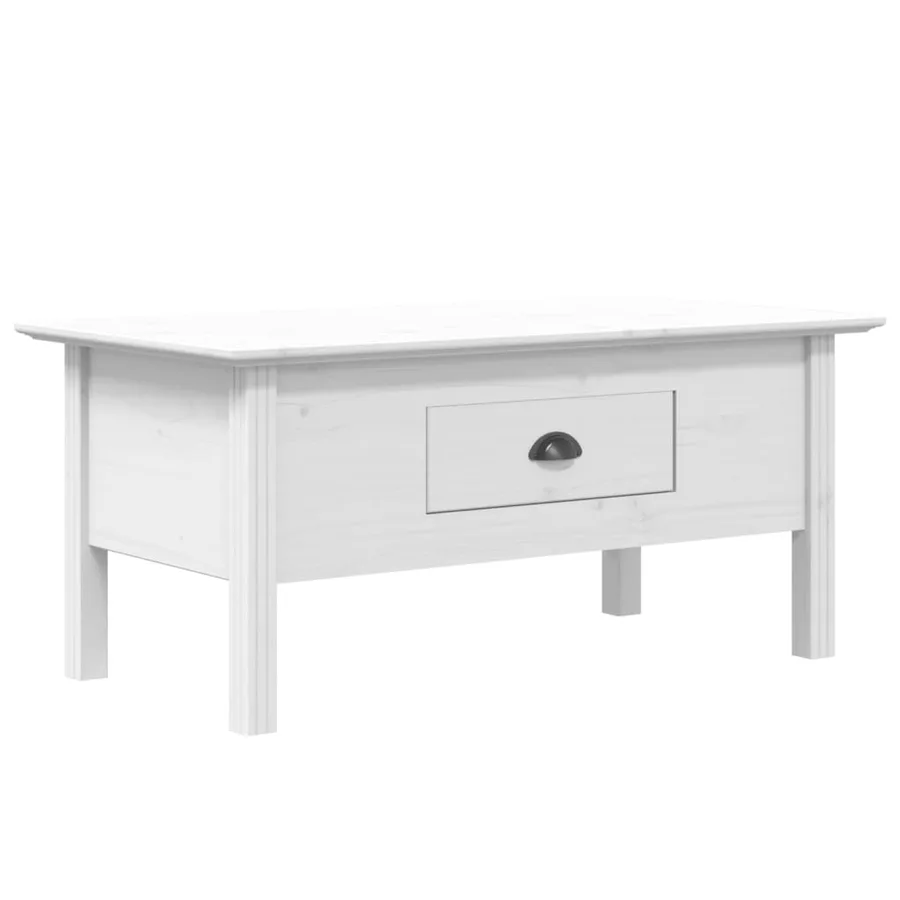 Table basse BODO blanc 100x55x46 cm bois de pin massif - 2
