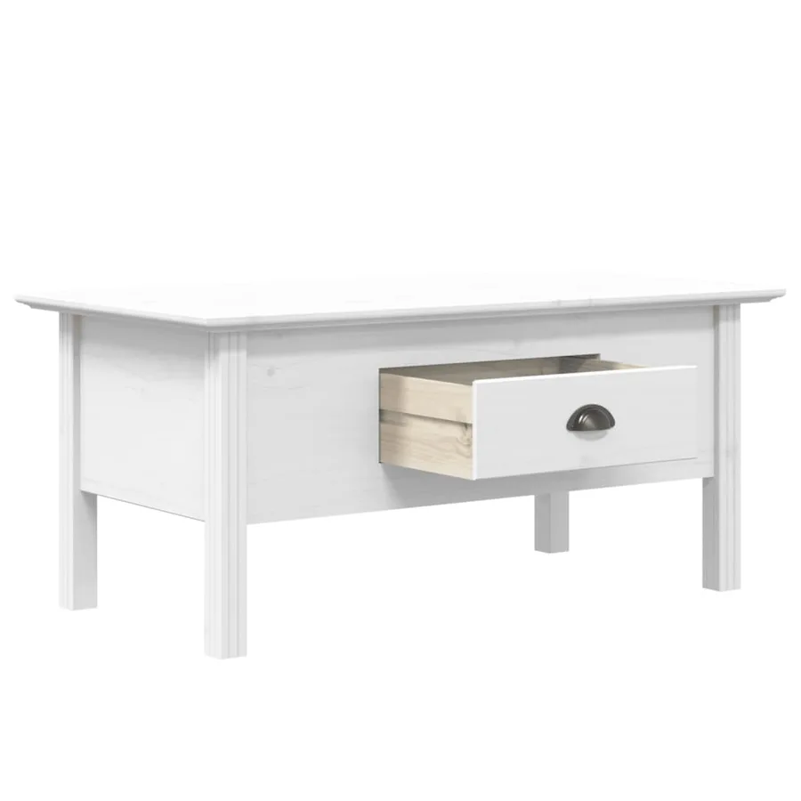 Table basse BODO blanc 100x55x46 cm bois de pin massif - 4