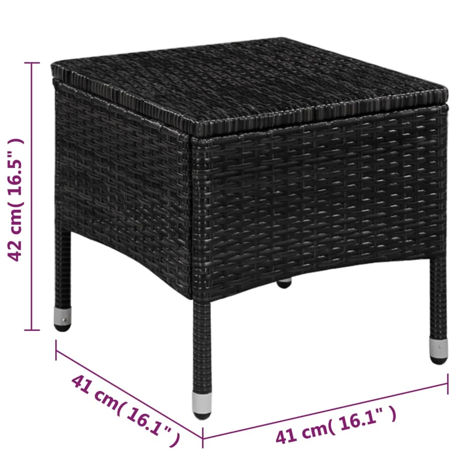 Ensemble de bistro 3 pcs Résine tressée Noir - 5