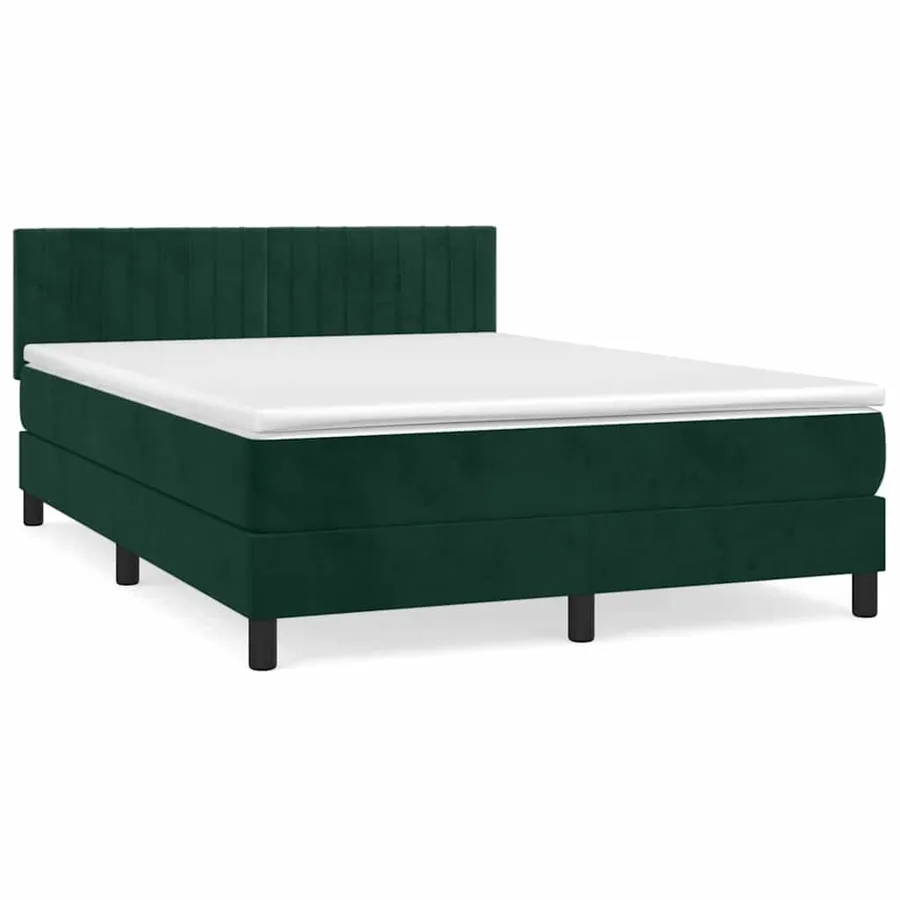 Sommier à lattes de lit et matelas Vert foncé 140x190cm Velours - 2