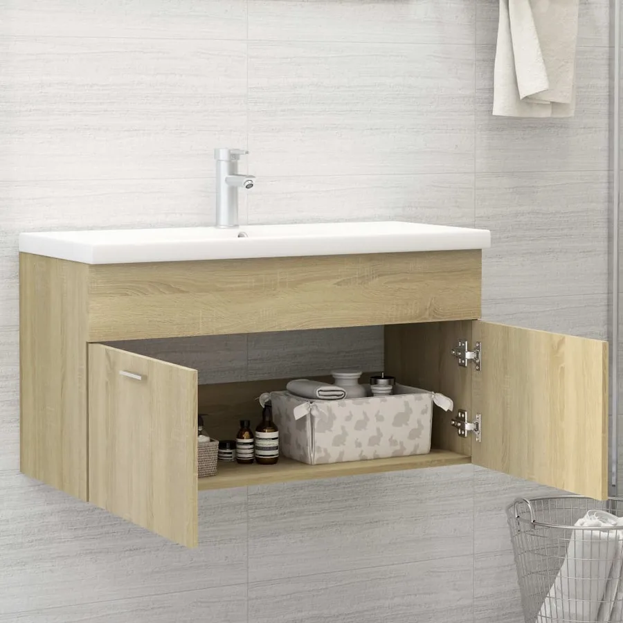 Armoire d'évier Chêne sonoma 90x38,5x46 cm Bois d’ingénierie - 3