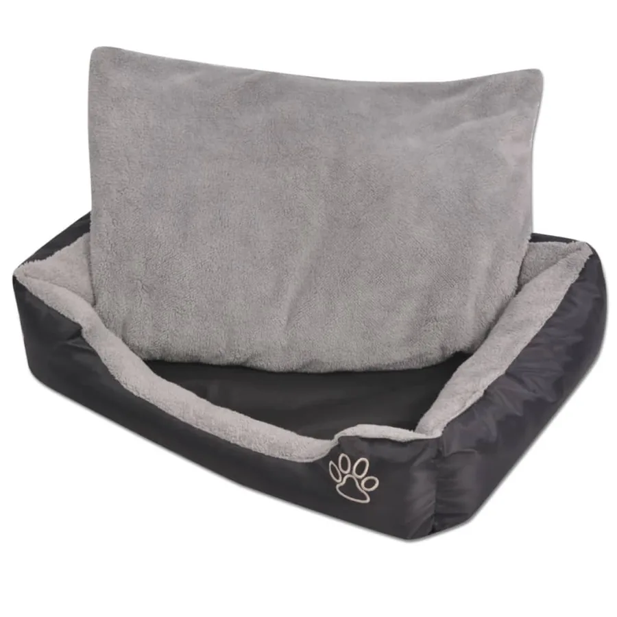 Lit pour chiens avec coussin rembourré Taille S Noir