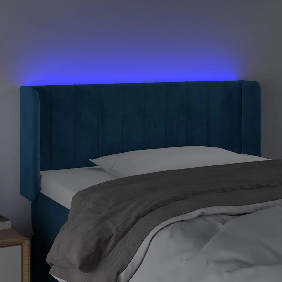 Tête de lit à LED Bleu foncé 83x16x78/88 cm Velours - 4