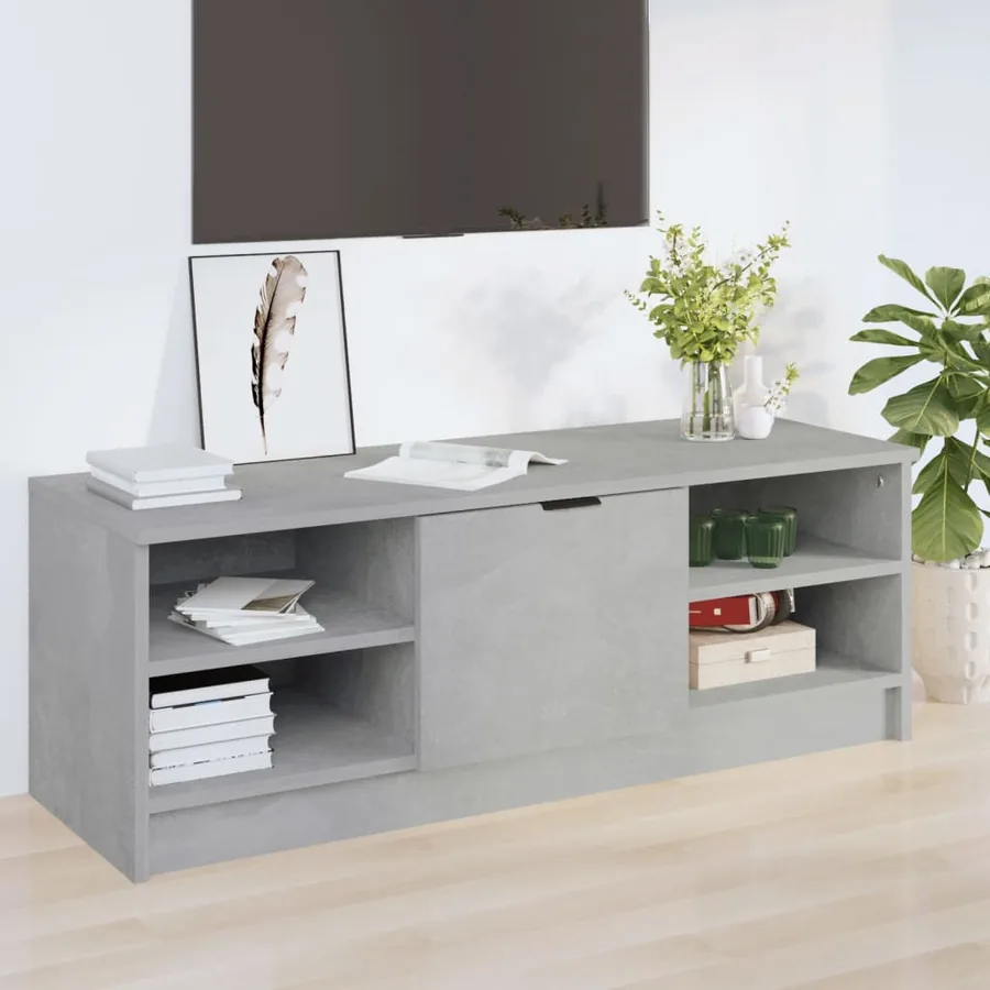 Meuble TV Gris béton 102x35,5x36,5 cm Bois d'ingénierie