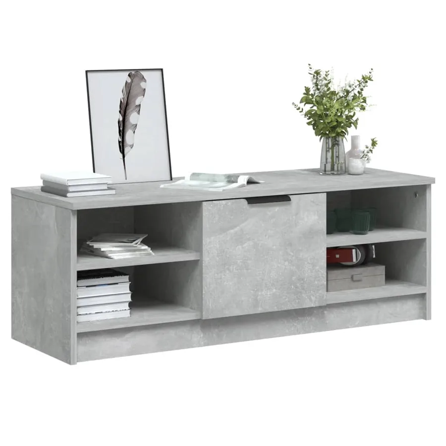 Meuble TV Gris béton 102x35,5x36,5 cm Bois d'ingénierie - 4