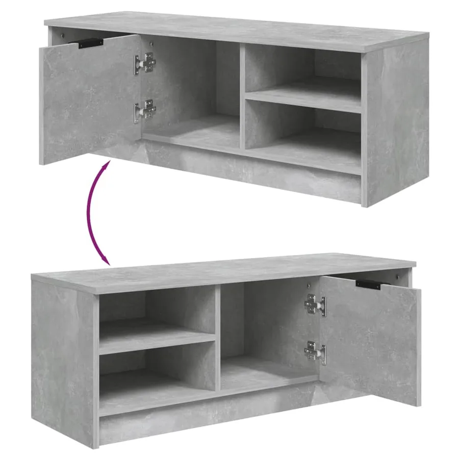 Meuble TV Gris béton 102x35,5x36,5 cm Bois d'ingénierie - 8