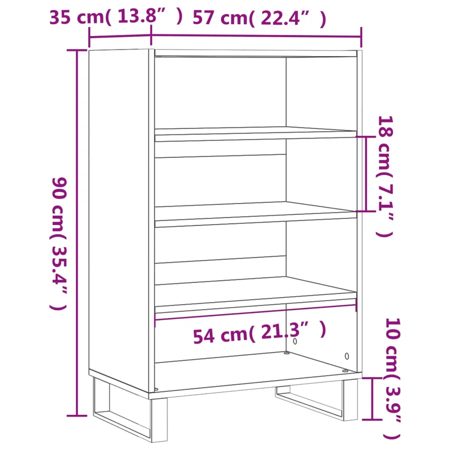 Buffet haut blanc 57x35x90 cm bois d'ingénierie - 9